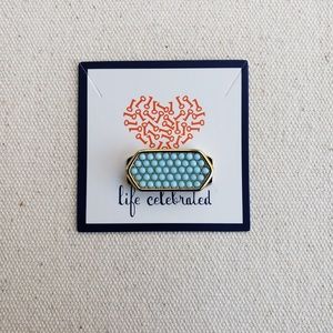 *Geo Bar Focal Charm* KEEP COLLECTIVE Retired Gold Turquoise~Friendship